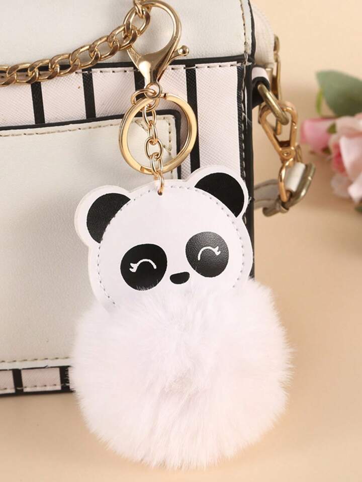 Cute Pompom Keychain Kawaii Panda Keyring