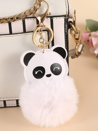 Cute Pompom Keychain Kawaii Panda Keyring