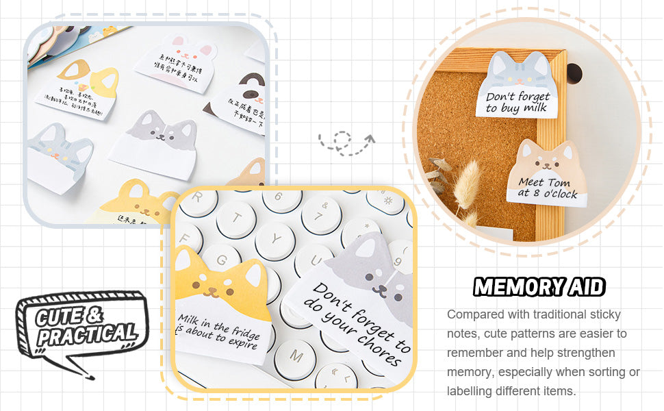 Cute Cat Bear Bunny Dog Animals Sticky Notes
