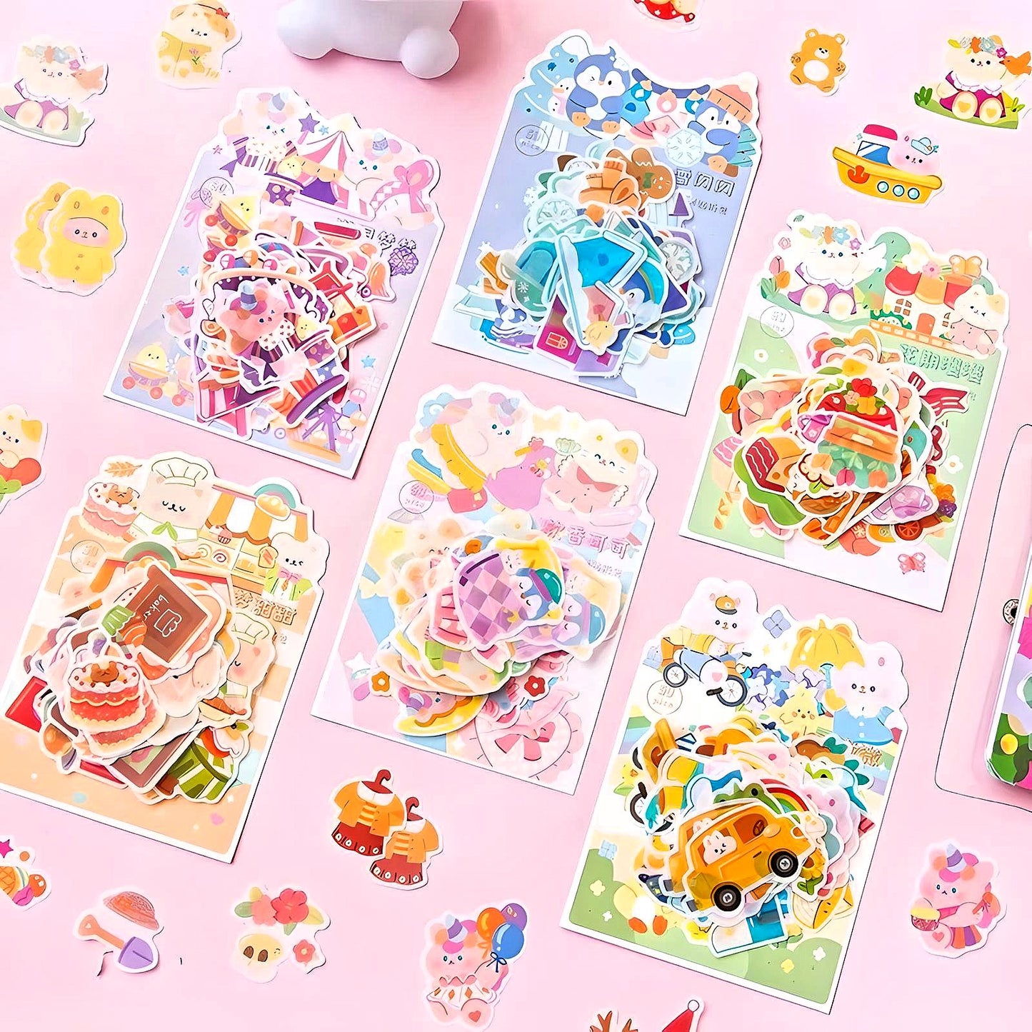 50PCS Cartoon Cute Paper Sticker Flakes