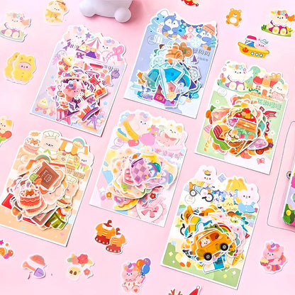50PCS Cartoon Cute Paper Sticker Flakes