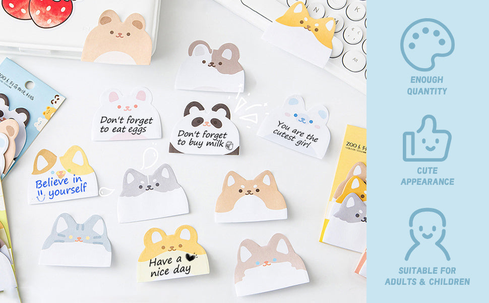 Cute Cat Bear Bunny Dog Animals Sticky Notes
