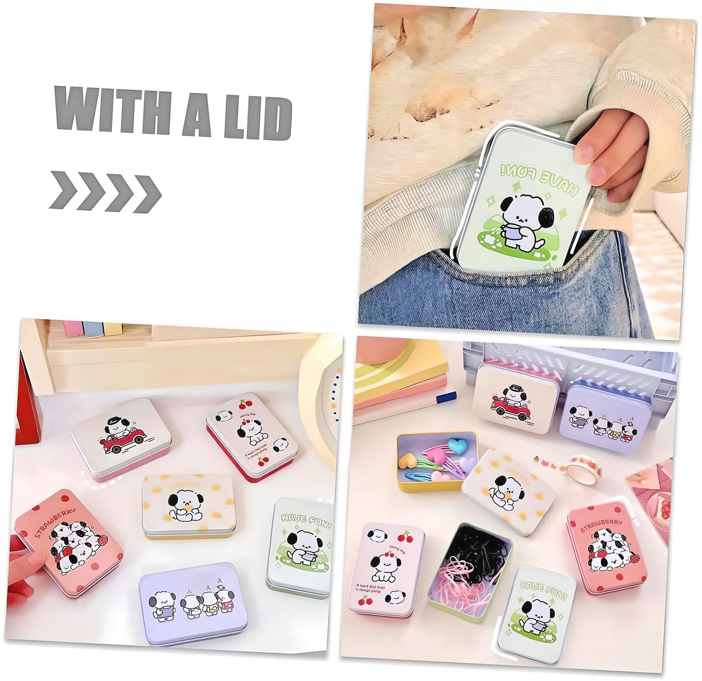 Jelly Dog Storage Tin Box for Stickers, Resin or Jewellery