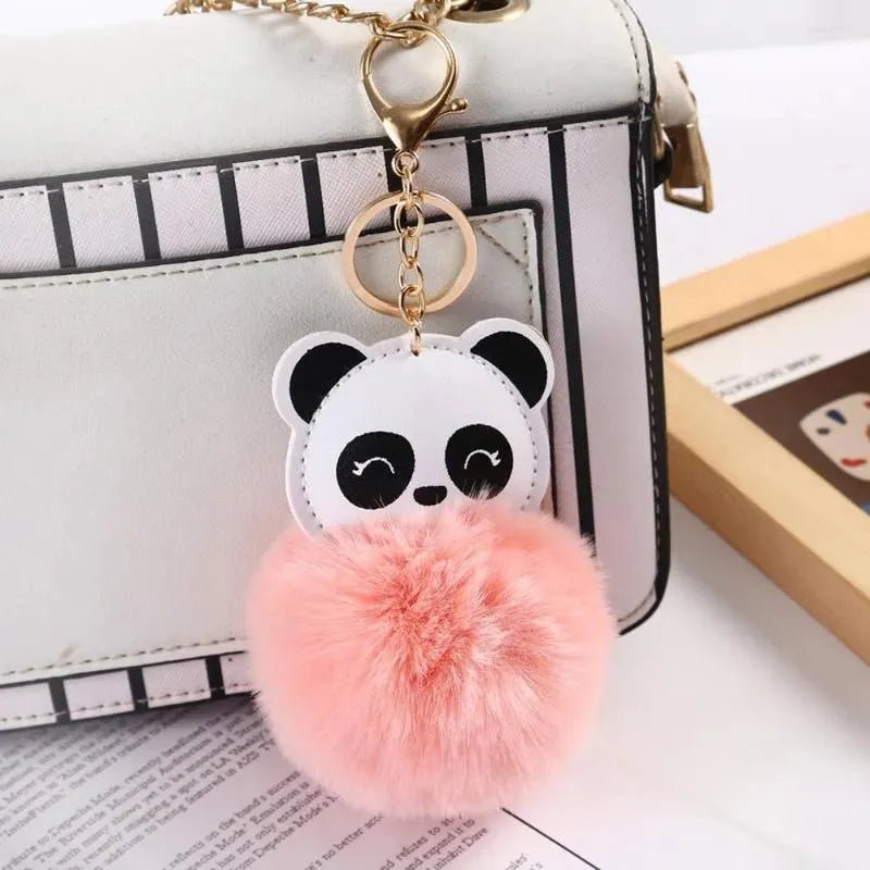 Cute Pompom Keychain Kawaii Panda Keyring