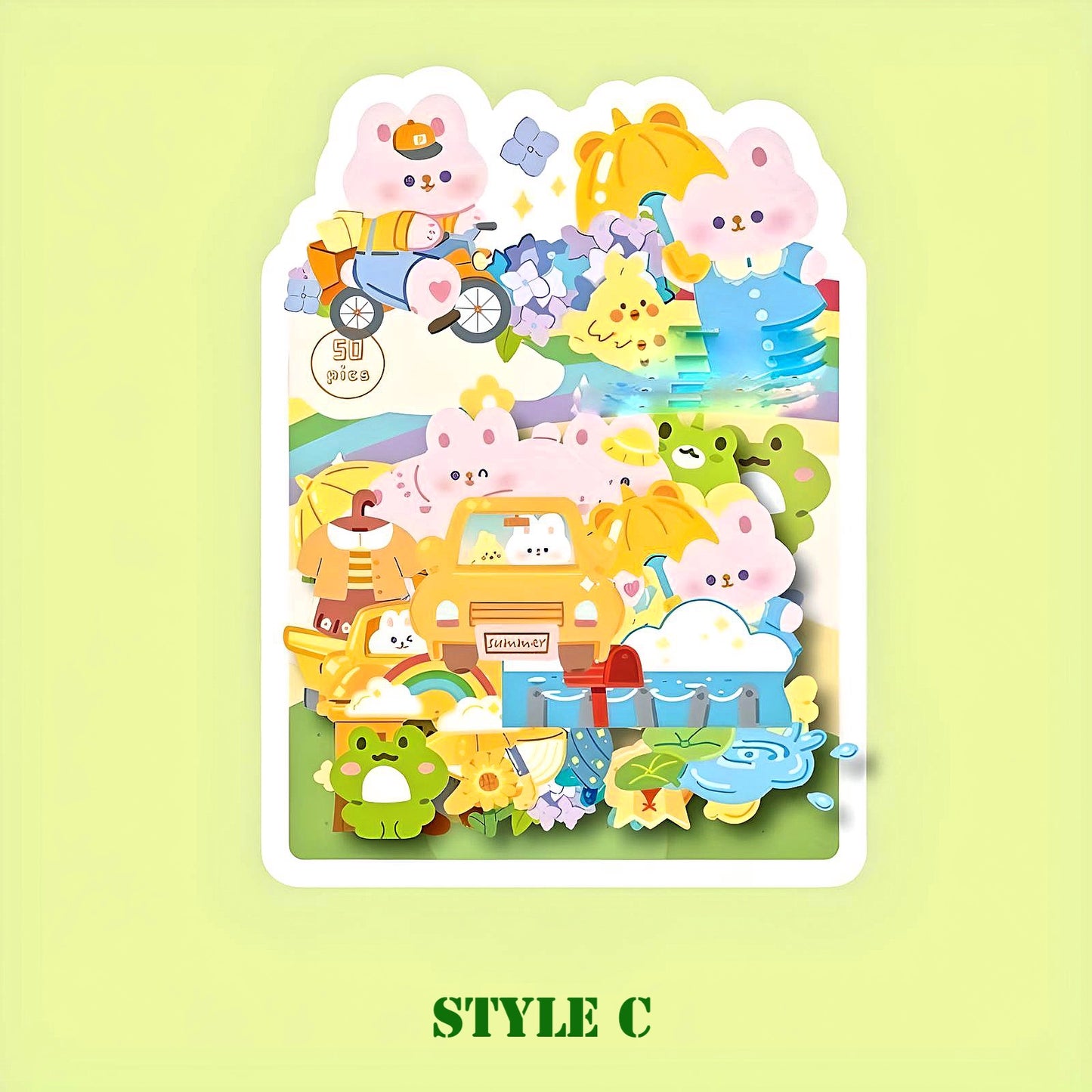 50PCS Cartoon Cute Paper Sticker Flakes