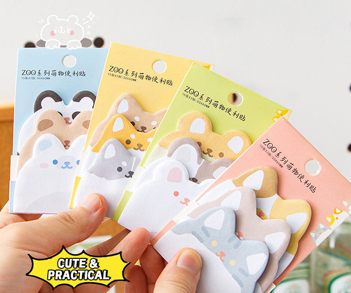 Cute Cat Bear Bunny Dog Animals Sticky Notes