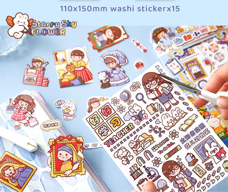 15Pcs Set of Washi Sticker Sheet for Infinite holiday activity fun