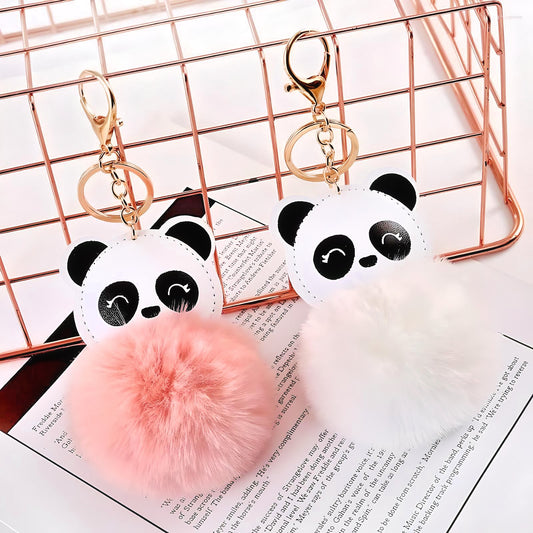 Cute Pompom Keychain Kawaii Panda Keyring