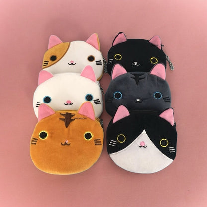 Cute Cat Coin Bag Plush Velvet Purse
