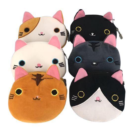 Cute Cat Coin Bag Plush Velvet Purse
