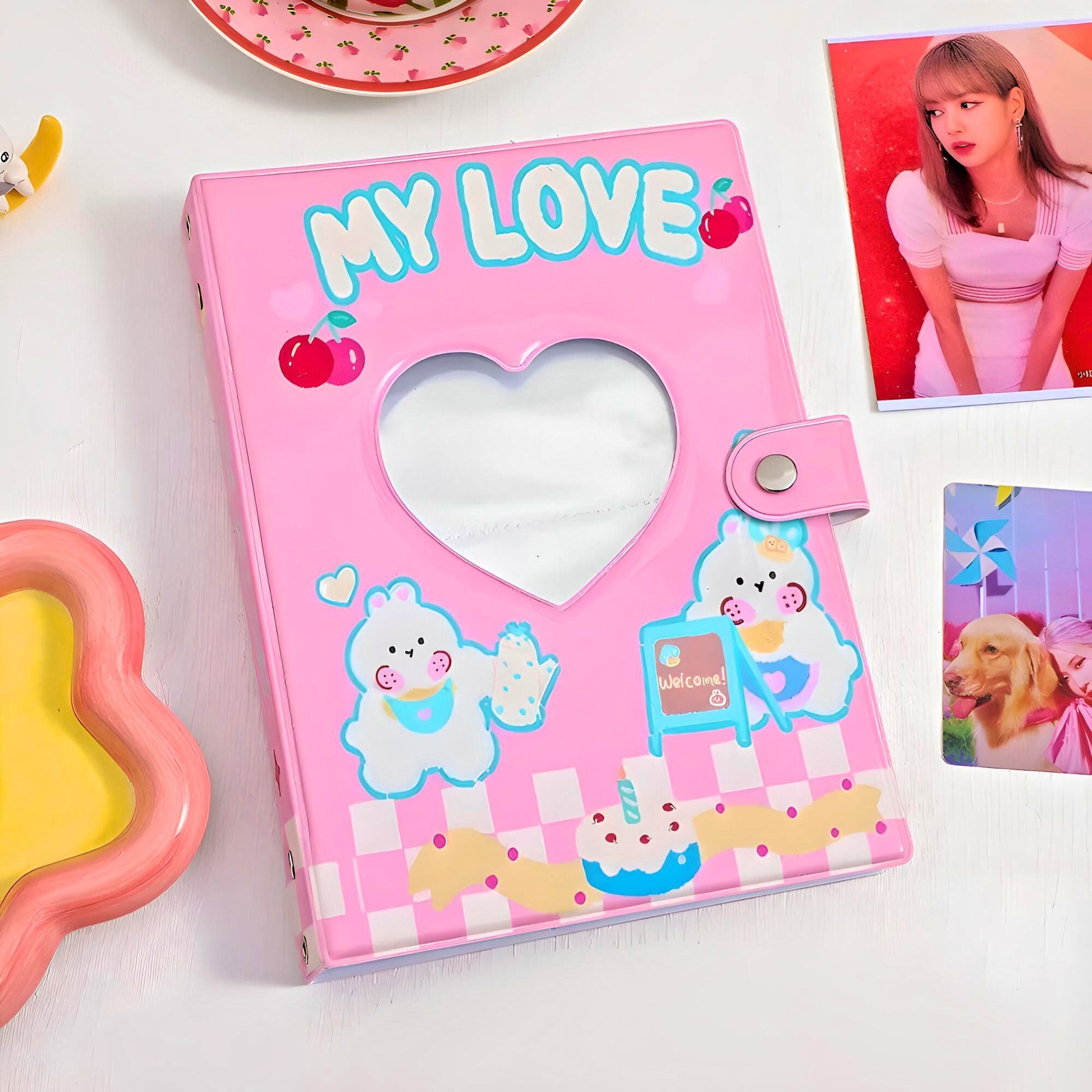 Large Kawaii Photo Binder, Photocard Holder, Cute Collection Book, Kpop Idol Postcard Cute Photo Album, A5 Korean Stationery, Polaroid Album
