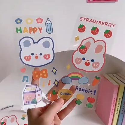 Cute Kawaii Sticker Sheet for Bullet Journal Scrapbooking DIY Diary Planner Waterproof Sticker Sheet Animal Stickers Highlighter