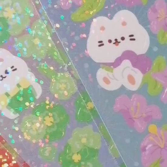 Deco Sticker Sheet Set for Scrapbook DIY Diary Planner, Cute Journal Supplies, Waterproof Stickers, Kawaii Bunny Stickers Highlighter Decal