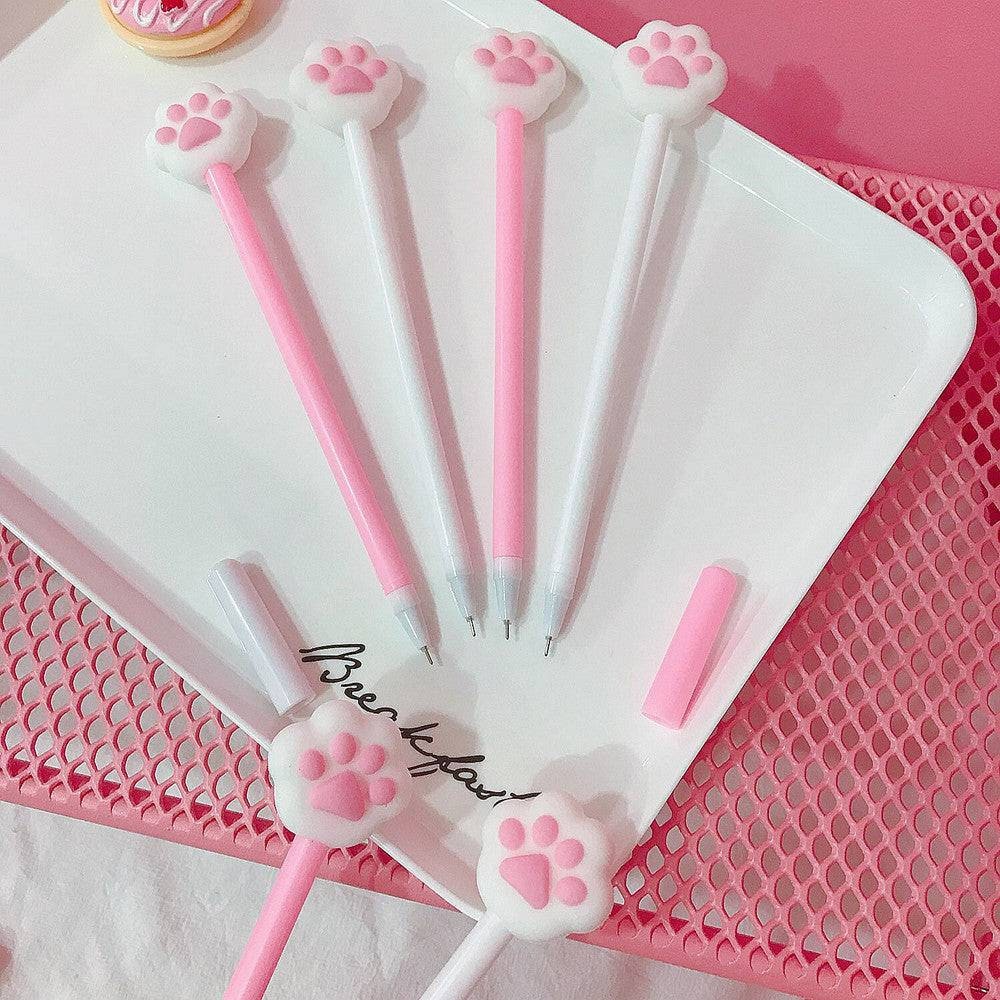 2 Pcs Pen Set| Cute Cartoon Cat Paw-shaped Pen | Creative Stationery| Kawaii stationery | Cat Stationery | Gel Pens