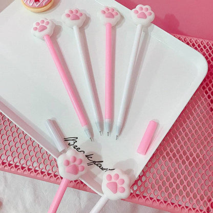 2 Pcs Pen Set| Cute Cartoon Cat Paw-shaped Pen | Creative Stationery| Kawaii stationery | Cat Stationery | Gel Pens