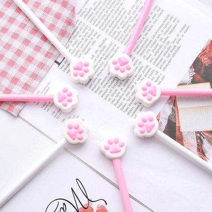 2 Pcs Pen Set| Cute Cartoon Cat Paw-shaped Pen | Creative Stationery| Kawaii stationery | Cat Stationery | Gel Pens