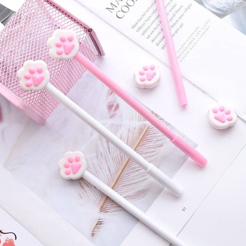 2 Pcs Pen Set| Cute Cartoon Cat Paw-shaped Pen | Creative Stationery| Kawaii stationery | Cat Stationery | Gel Pens