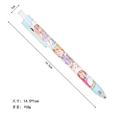 6Pcs Cute Pens Set, Cartoon Girl Kawaii Stationery, 0.5mm black gel ink clicker pen, Kawaii School Supplies, Gift for friends