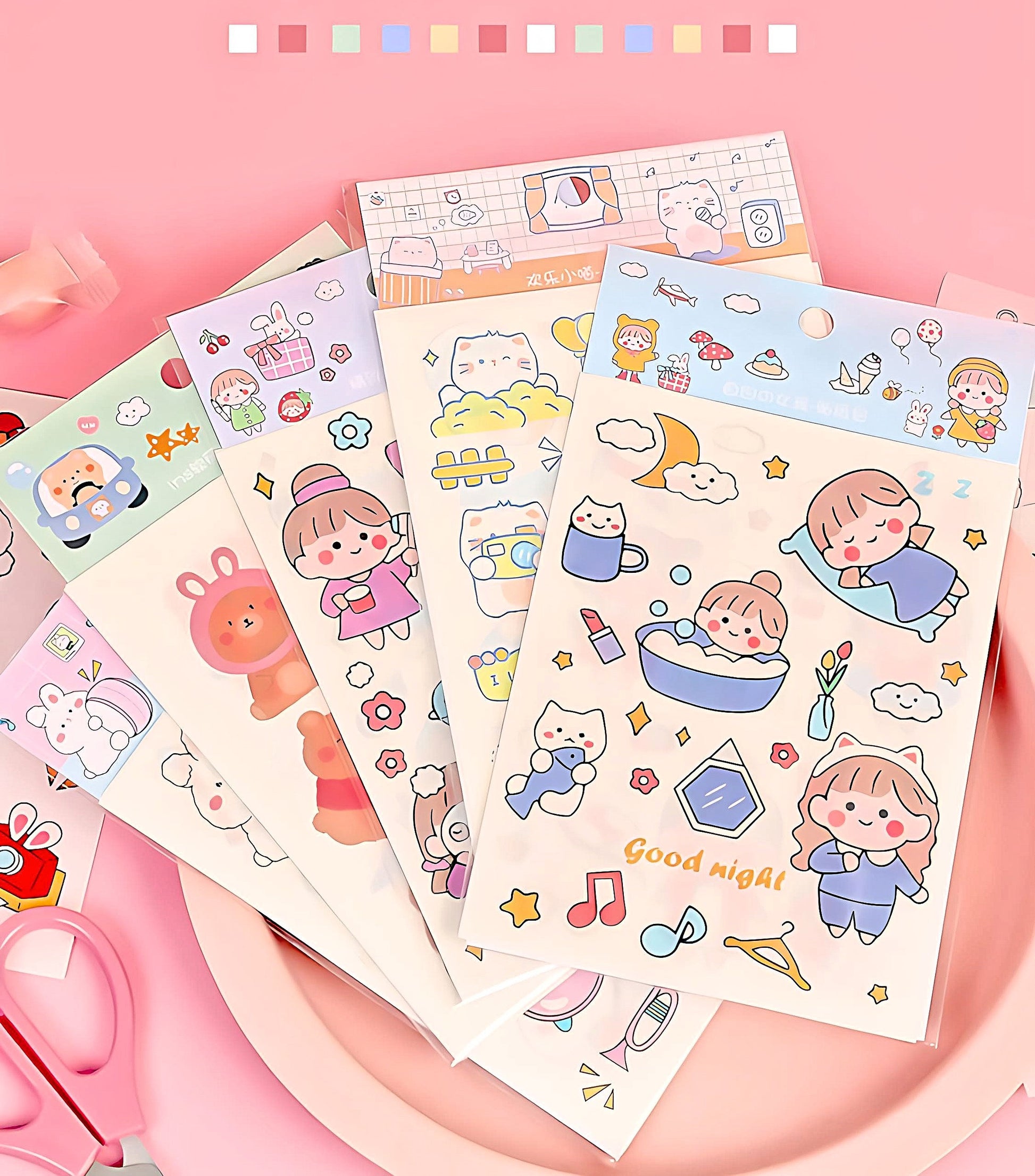 Cute Kawaii Sticker Sheet for Bullet Journal Scrapbooking DIY Diary Planner Korean stationary Bunny Stickers Animal Cat Stickers Highlighter