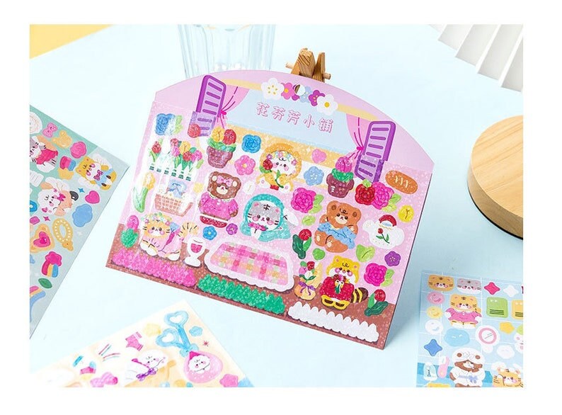 Kawaii Sticker Sheet Set for Bullet Journal, Cute Scrapbooking Supplies, Waterproof Sticker Sheet, Animal Stickers, Highlighter Decal Laptop