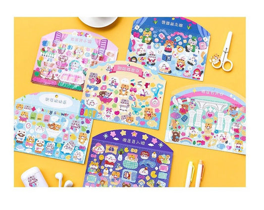 Kawaii Sticker Sheet Set for Bullet Journal, Cute Scrapbooking Supplies, Waterproof Sticker Sheet, Animal Stickers, Highlighter Decal Laptop