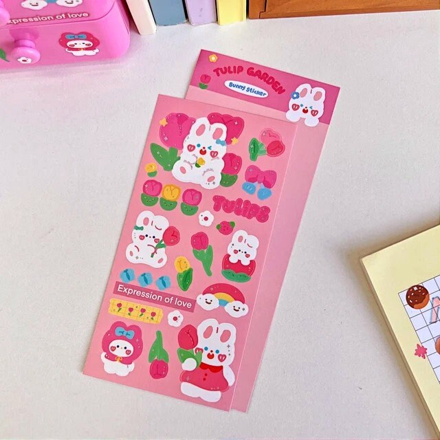 Cute Stickers Sheet for Journal, Kawaii Stickers, Scrapbooking DIY Diary, Waterproof Sticker Sheet, Animal Stickers, Cute gifts for kids
