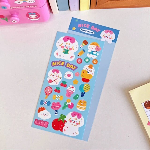 Cute Stickers Sheet for Journal, Kawaii Stickers, Scrapbooking DIY Diary, Waterproof Sticker Sheet, Animal Stickers, Cute gifts for kids