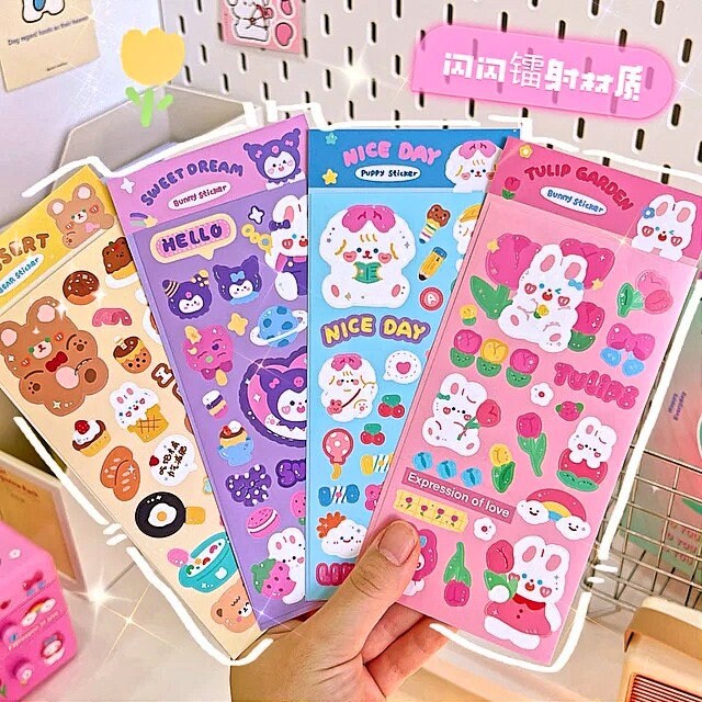 Cute Stickers Sheet for Journal, Kawaii Stickers, Scrapbooking DIY Diary, Waterproof Sticker Sheet, Animal Stickers, Cute gifts for kids
