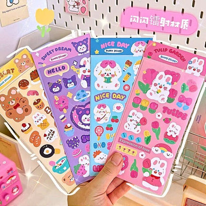 Cute Stickers Sheet for Journal, Kawaii Stickers, Scrapbooking DIY Diary, Waterproof Sticker Sheet, Animal Stickers, Cute gifts for kids