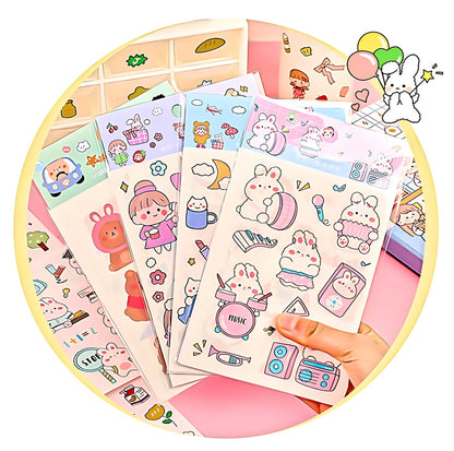 Cute Kawaii Sticker Sheet for Bullet Journal Scrapbooking DIY Diary Planner Korean stationary Bunny Stickers Animal Cat Stickers Highlighter
