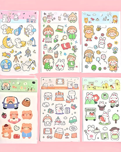 Cute Kawaii Sticker Sheet for Bullet Journal Scrapbooking DIY Diary Planner Korean stationary Bunny Stickers Animal Cat Stickers Highlighter