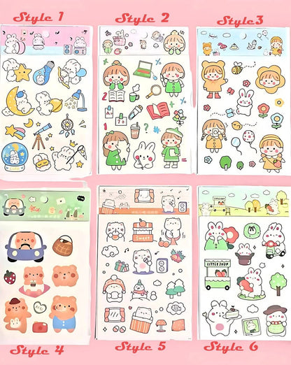 Cute Kawaii Sticker Sheet for Bullet Journal Scrapbooking DIY Diary Planner Korean stationary Bunny Stickers Animal Cat Stickers Highlighter