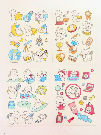 Cute Kawaii Sticker Sheet for Bullet Journal Scrapbooking DIY Diary Planner Korean stationary Bunny Stickers Animal Cat Stickers Highlighter