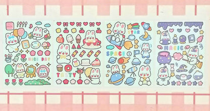 4Pcs Cute Kawaii Sticker Sheet for Bullet Journal Scrapbooking DIY Diary Planner Korean stationary Bunny Stickers Animal Sticker Highlighter