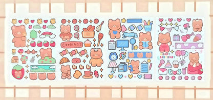 4Pcs Cute Kawaii Sticker Sheet for Bullet Journal Scrapbooking DIY Diary Planner Korean stationary Bunny Stickers Animal Sticker Highlighter