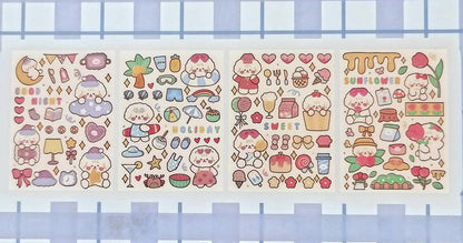 4Pcs Cute Kawaii Sticker Sheet for Bullet Journal Scrapbooking DIY Diary Planner Korean stationary Bunny Stickers Animal Sticker Highlighter