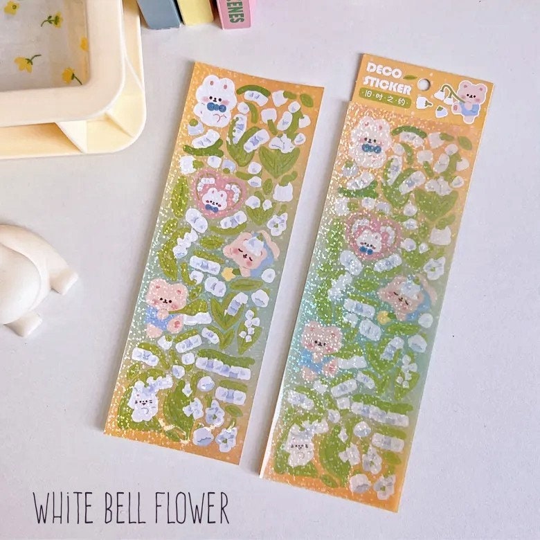 Deco Sticker Sheet Set for Scrapbook DIY Diary Planner, Cute Journal Supplies, Waterproof Stickers, Kawaii Bunny Stickers Highlighter Decal