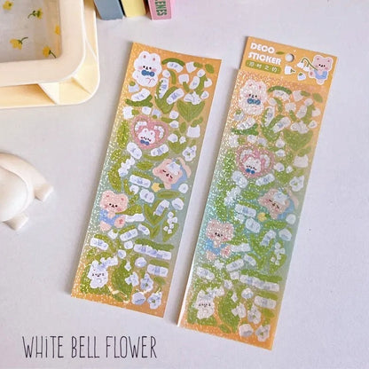 Deco Sticker Sheet Set for Scrapbook DIY Diary Planner, Cute Journal Supplies, Waterproof Stickers, Kawaii Bunny Stickers Highlighter Decal