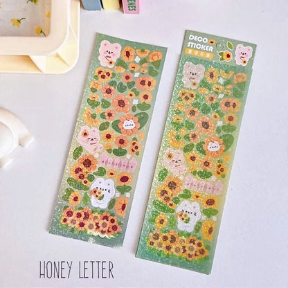 Deco Sticker Sheet Set for Scrapbook DIY Diary Planner, Cute Journal Supplies, Waterproof Stickers, Kawaii Bunny Stickers Highlighter Decal