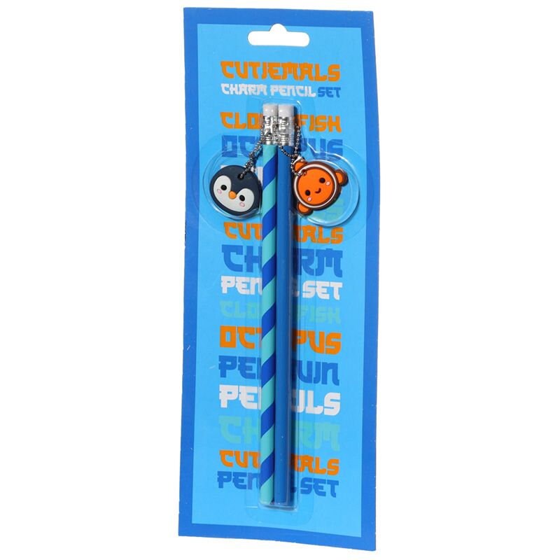 Sealife Adoramals Set of 2 PVC Charm Pencils Cute School Supplies Office Stationery Pencil duo Sea Animals 2Pcs Cute Fish Penguin Pencil