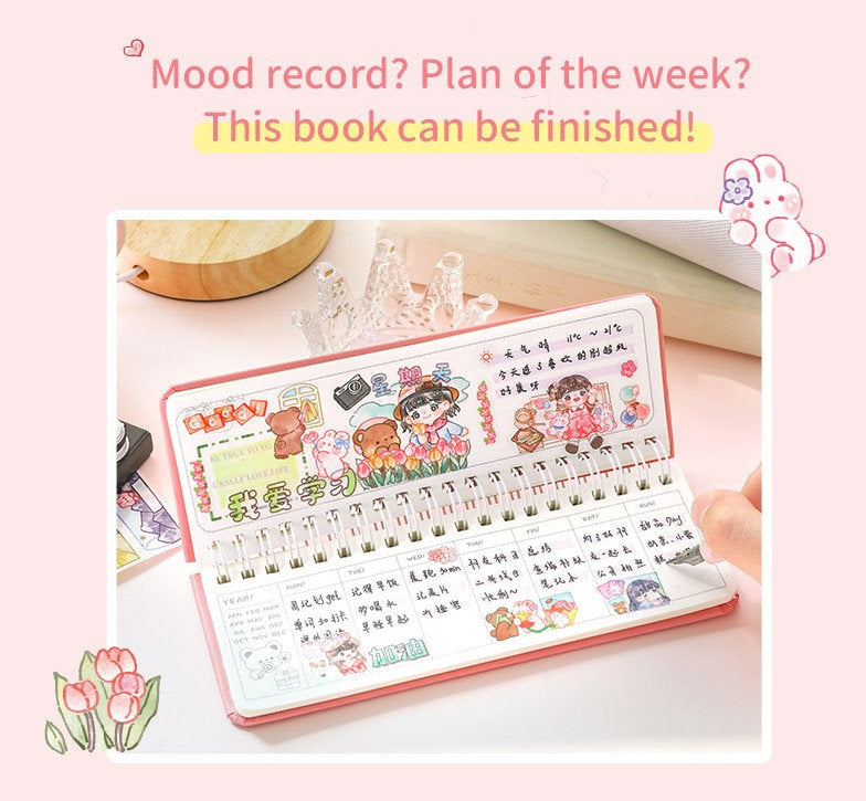 Kawaii Notebook, A3 Cute Weekly Planner, Spiral Book for Kids, Korean Stationary, Kawaii Diary, Cute Journal Supplies, Cute gifts for Kids