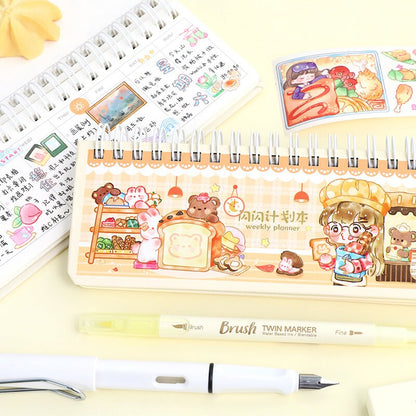 Kawaii Notebook, A3 Cute Weekly Planner, Spiral Book for Kids, Korean Stationary, Kawaii Diary, Cute Journal Supplies, Cute gifts for Kids