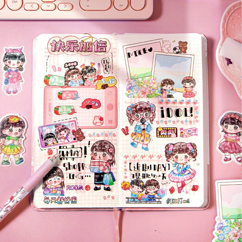 Kawaii Stickers, Cute Memo Pack, Journal Kit, Kawaii Cartoon Gift Set, Cute School Supplies, Kawaii Stationery, Diary Decoration, Washi Tape