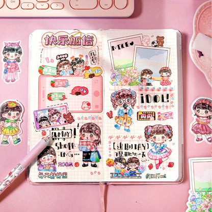 Kawaii Stickers, Cute Memo Pack, Journal Kit, Kawaii Cartoon Gift Set, Cute School Supplies, Kawaii Stationery, Diary Decoration, Washi Tape