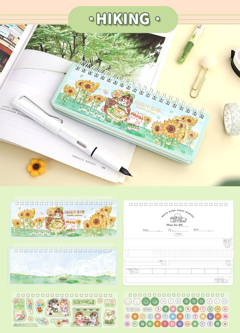 Kawaii Notebook, A3 Cute Weekly Planner, Spiral Book for Kids, Korean Stationary, Kawaii Diary, Cute Journal Supplies, Cute gifts for Kids