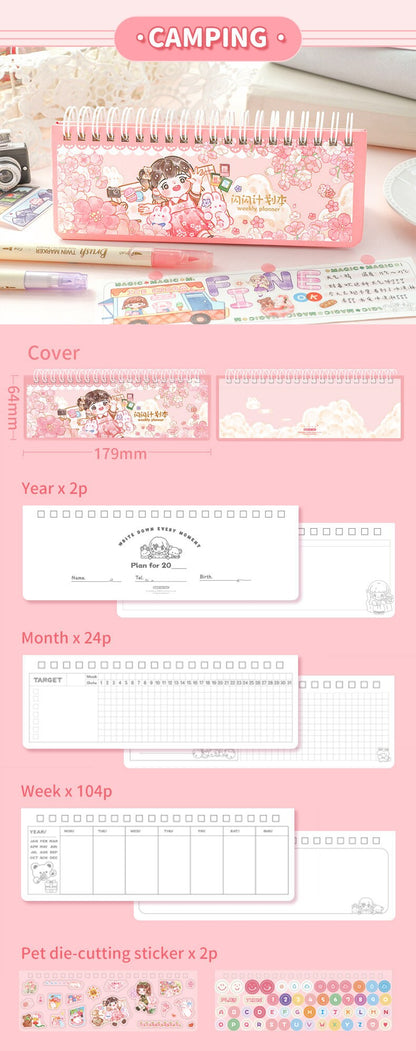 Kawaii Notebook, A3 Cute Weekly Planner, Spiral Book for Kids, Korean Stationary, Kawaii Diary, Cute Journal Supplies, Cute gifts for Kids