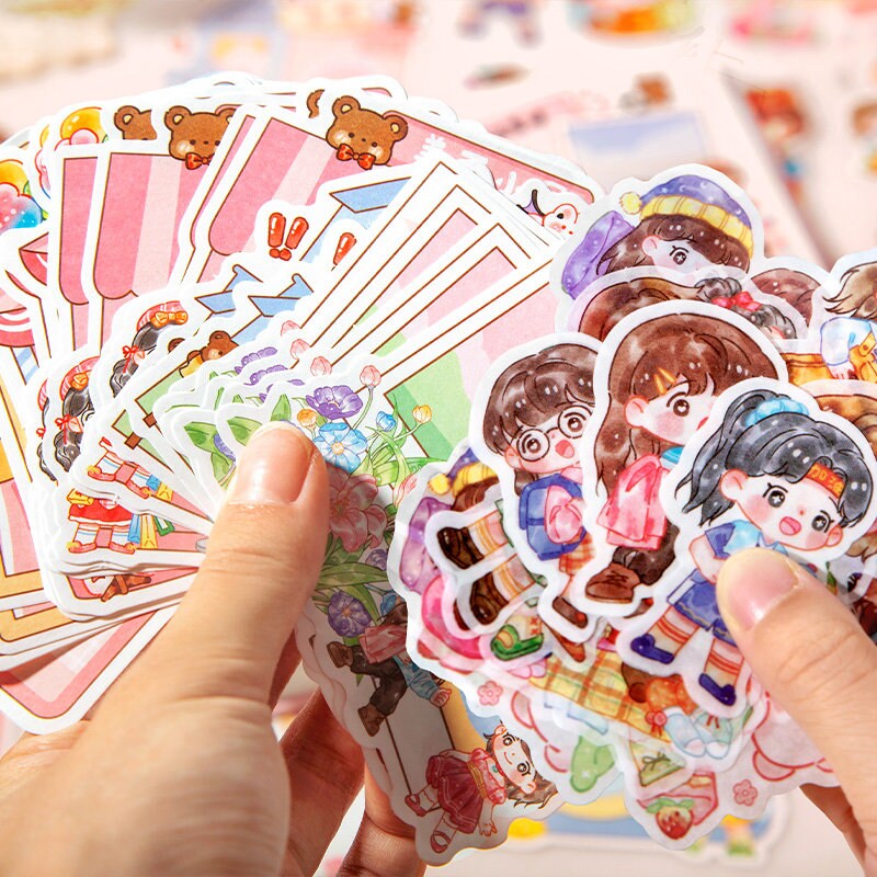 Kawaii Stickers, Cute Memo Pack, Journal Kit, Kawaii Cartoon Gift Set, Cute School Supplies, Kawaii Stationery, Diary Decoration, Washi Tape