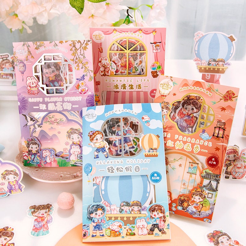 Kawaii Stickers, Cute Memo Pack, Journal Kit, Kawaii Cartoon Gift Set, Cute School Supplies, Kawaii Stationery, Diary Decoration, Washi Tape