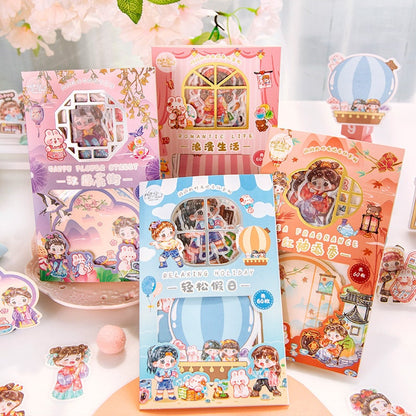 Kawaii Stickers, Cute Memo Pack, Journal Kit, Kawaii Cartoon Gift Set, Cute School Supplies, Kawaii Stationery, Diary Decoration, Washi Tape