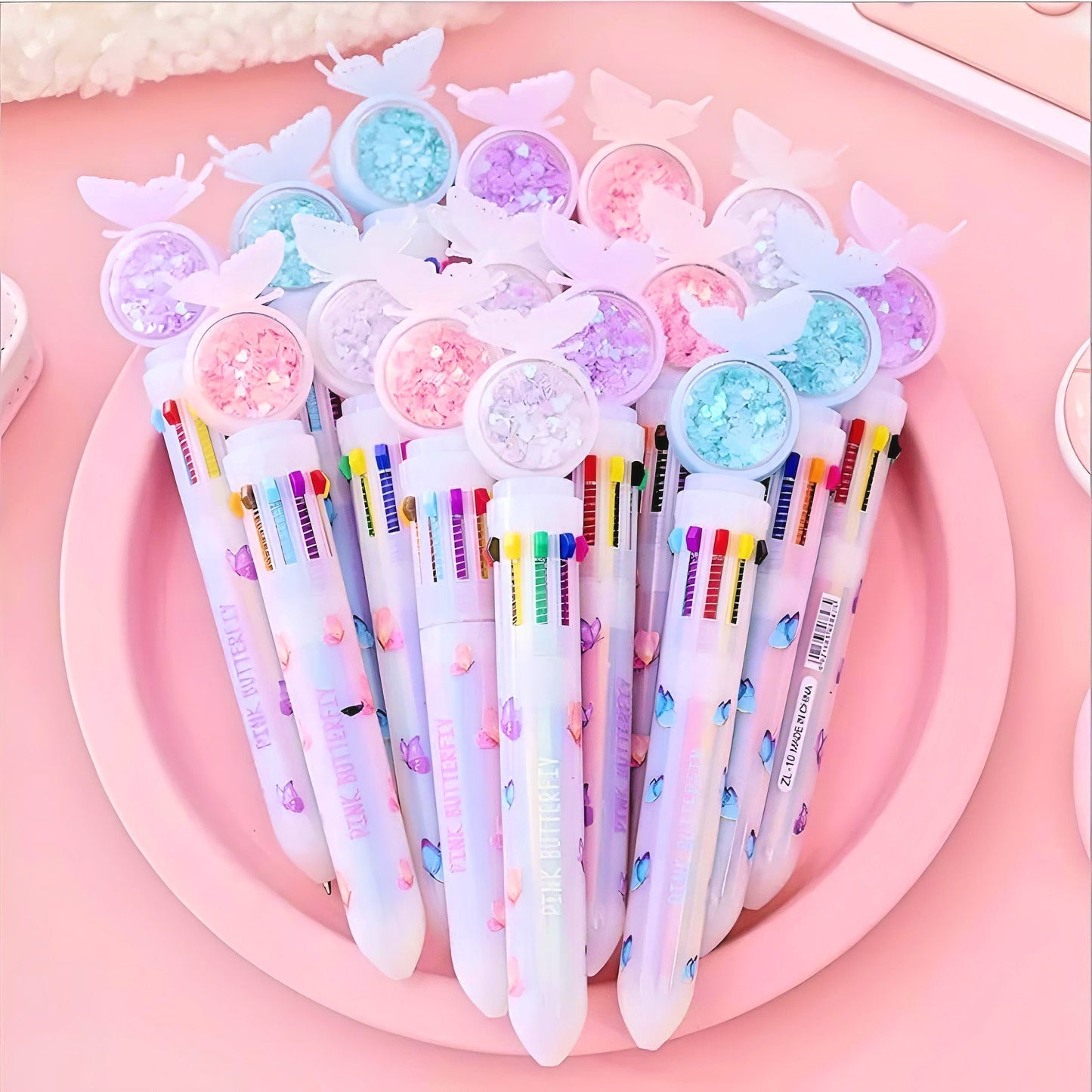 Butterfly Pen | Multi Color Pens 10- in-1 | Stationery Gift | Kawaii Stationery| Cute Pens | Novelty Pen | Gifts for friends| Gifts for kids